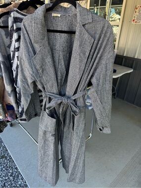 Hem & Thread Gray Glen Plaid Tie-Waist Blazer